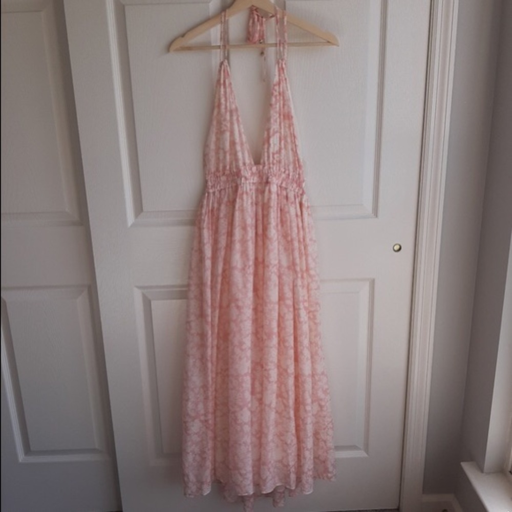 LoveShackFancy Pink Halter Maxi Dress Size Medium